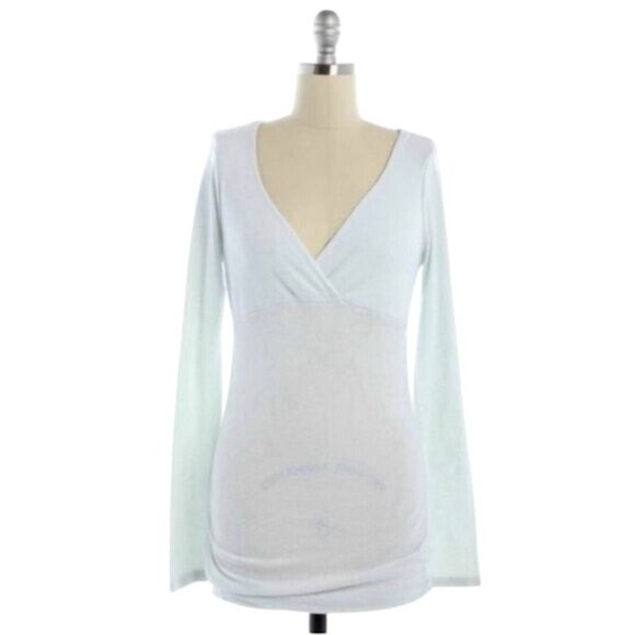 Michael Stars White Metallic Ruched Side V-Neck Tunic - Picture 1 of 9